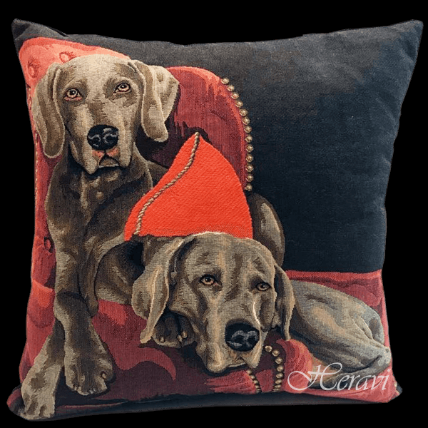 Cuscino foderato con due cani